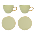 Urban Nature Culture - Good Morning Cup - 2 Cappuccino-/theekoppen en 2 bordjes 17cm Pale Green