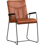 Leren eetkamerstoel Solid - Met armleuning - Granada leer Savannah
