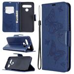 Voor LG K61 Two Butterflies Embossing Pattern Horizontale Flip Leather Case met Holder & Card Slot & Wallet & Lanyard(Grijs)