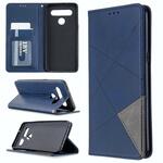 Voor LG K61 Rhombus Texture Horizontale Flip Magnetic Leather Case met Holder & Card Slots & Wallet(Blauw)
