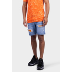 Malelions Biker Denim Korte Broek Heren Lichtblauw/Oranje - Maat 34 - Kleur: Lichtblauw | Soccerfanshop