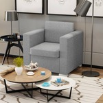 vidaXL Fauteuil staal en stof lichtgrijs
