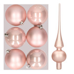 Decoris Kerstballen - glas - 6 stuks - lichtroze - 8 cm