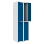 Halfhoge lockerkast voor 4 personen met legbord en kledingroede + 3 kledinghaken - H.180 x B.60 cm Gitzwart (RAL9005) Gentiaanblauw (RAL5010)