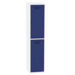 Halfhoge locker voor 2 personen met legbord en kledingroede + 3 kledinghaken - breed model - H.180 x B.40 cm Zuiver wit (RAL9010) Lichtblauw (RAL5012)