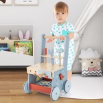 Houten Baby Rollator 2 in 1 Baby Rollator en Speelgoed Gereedschap met Bodem Opslag Montessori Speelbank voor Kinderen Blauw