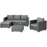 Capri aluminium loungeset - Aluminium Textiel Glas - Wit Bruin