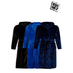 Tiener badjas met naam - fleece-marineblauw-XL (11-13 jaar)