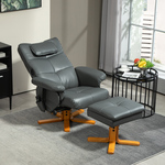 HOMCOM massagestoel, luxe met kruk, verstelbare rugleuning, USB-laadpoort, comfortabel, tot 150 kg, lederlook, zwart | Aosom.nl
