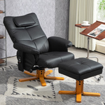 HOMCOM massagestoel met voetenbank, verstelbare rugleuning, USB-oplaadpoort, luxe lederlook, tot 150 kg, comfortabel, donkergrijs | Aosom.nl