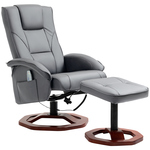 HOMCOM massagestoel met voetenbank, verstelbaar, afstandsbediening, draaibaar, luxe leatherlook, tot 150 kg, comfortabel, donkergrijs | Aosom.nl