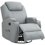 HOMCOM massagestoel, elektrisch verstelbaar, 8 vibratiepunten, comfortabele bekerhouders, luxe kunstleer, 77 x 90 x 105 cm, lichtgrijs | Aosom.nl