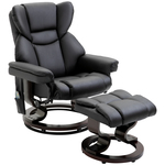 HOMCOM Relaxfauteuil met massage, comfortabele voetenbank, kunstleer, verstelbare ligfunctie, 79 x 82 x 101 cm, luxe zwart | Aosom.nl