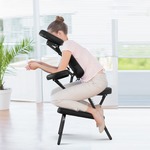 Massagestoel Inklapbaar Tattoostoel in Hoogte Verstelbaar Therapiestoel Draagbaar Klapmassagestoel met Draagtas Zwart