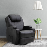 HOMCOM massagestoel, luxe relaxstoel met 5 massagestanden, ligfunctie, stevig PU-leer, hout en metaal, 84 x 92 x 109 cm, zwart | Aosom.nl