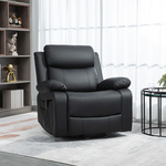 HOMCOM Bureaustoel ergonomisch met massagefunctie, relaxstoel tv-stoel stoel incl. krukje, kunstleer, zwart, 77 x 84 x 95 cm | Aosom.nl