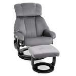 HOMCOM massagefauteuil, luxe TV fauteuil met kruk, ontspannende massagefunctie, fluweelachtig polyester, 76 x 80 x 102 cm, grijs | Aosom.nl