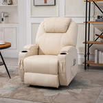 HOMCOM massagestoel, luxe relaxstoel met massage- en ligfunctie, kunstleer, stevig hout en metaal, 82 x 97 x 110 cm, beige | Aosom.nl