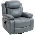 HOMCOM massagestoel, schommel- en ligfunctie, draaibaar, tot 150 kg, luxe kunstleer, ontspannend design, 85 x 85 x 105 cm, grijs | Aosom.nl