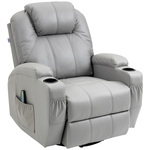 HOMCOM massagestoel, luxe met voetensteun, 8 vibratiepunten, 5 modi, afstandsbediening, comfortabel voor ontspanning, lichtgrijs | Aosom.nl