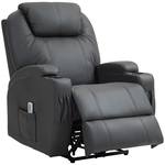HOMCOM massagestoel, elektrisch verstelbaar, 8 vibratiepunten, comfortabele kunstleer, relaxfunctie, 80 x 66 x 102 cm, donkergrijs | Aosom.nl