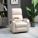 HOMCOM massagestoel, comfortabele relaxstoel met opklaptafel en voetensteun, ideaal voor ontspanning, 77 x 93 x 105 cm, lichtgrijs | Aosom.nl