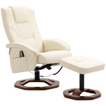 HOMCOM massagestoel, luxe met voetenbank, 10 massagepunten, verstelbare functie, draaibare zitting, 73 x 83 x 106 cm, roomwit | Aosom.nl