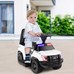 Politieauto voor Kinderen met 6V-Batterij Kindervoertuig met Megafoon Claxon Waarschuwingslicht Sirenegeluid en Brede Voetsteun