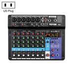 TEYUN NA8 8-kanaals kleine mengtafel mobiele telefoon geluidskaart live broadcast computer opname console processor Amerikaanse stekker (zwart)