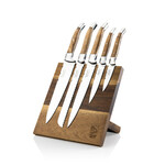 Eden Magnetic Knife Block EQB101 Magnetisch Messenblok, Acaciahout, Stalen Basis, 23 x 25 cm