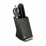 Eden Magnetic Knife Block EQB102 Magnetisch Messenblok, Zwart Essenhout, Stalen Basis, 23 x 25 cm