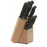 Kinghoff 1152 Messenset - Messenblok hout - rvs - 6 delig