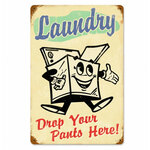 Laundry Drop Your Pants Here Zwaar Metalen Bord 44 x 29 cm