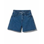 Meisjesshort van jeansstof met hartmotief middenblauw