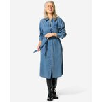 Meisjesshort van jeansstof met hartmotief middenblauw