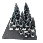 Kerstdorp onderdelen miniatuur set van 16x mini boompjes