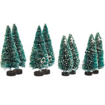 Rayher hobby kerstdorp miniatuur boompjes - 8x stuks - 5 en 7 cm