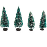 Rayher hobby kerstdorp miniatuur boompjes - 4x stuks - 9 en 12 cm