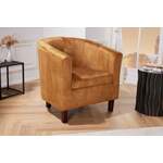 Design loungestoel HEMINGWAY mosterdgeel fluwelen armleuningen cocktailstoel - 43892