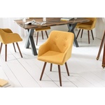 Design klassieke stoel SCANDINAVIA MEESTERSTUK mosterdgeel met armleuning - 40124