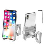 CS-856D1 Motorfiets draaibare oplaadbare aluminiumlegering mobiele telefoonhouder spiegelhouder versie (zilver)