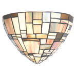 HAES DECO - Wandlamp - Shabby Chic - Dubbele Vintage / Retro Lamp, 56x30x33 cm - Bruin/Wit Metaal - Muurlamp, Sfeerlamp