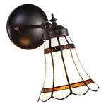 Lumilamp Wandlamp Tiffany 20x10x36 Cm Wit Zwart Glas Metaal Halfrond Libelle Muurlamp Sfeerlamp Glas In Lood Wit