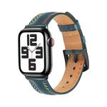 Voor Apple Watch Series 5 40 mm kleurrijke naaigaren lederen horlogeband