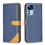 Voor Xiaomi 12T/12T Pro/Redmi K50 Ultra Color Matching Dubbele Naaigaren Lederen Telefoon Case (Blauw)