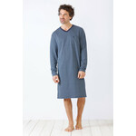 Blauw katoenen heren nachthemd Hajo