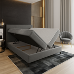 OP=OP Opberg Boxspring Basic 160 x 200 Velvet Grijs - Extra hoog
