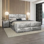 OP=OP Opberg Boxspring Velvet Croco 180 x 210 Zilver incl. 2x Hocker en Voetbord