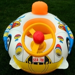 2 PC's verdikte politieauto vorm kinderen water zwemmen ring opblaasbare zwemstoel met stuurwiel grootte: 60 x 60cm (Random Color Delivery)