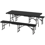Opvouwbare Picknicktafel met 3 Verstelbare Hoogtes Draagbare Eettafel voor op de Camping Wit